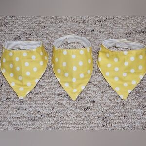 Handmade Yellow and White Polka Dot Bandana Baby Bib Set